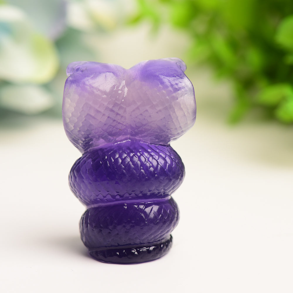 2.2 Inch Fluorite Double Head Snake Crystal Carving Figurine