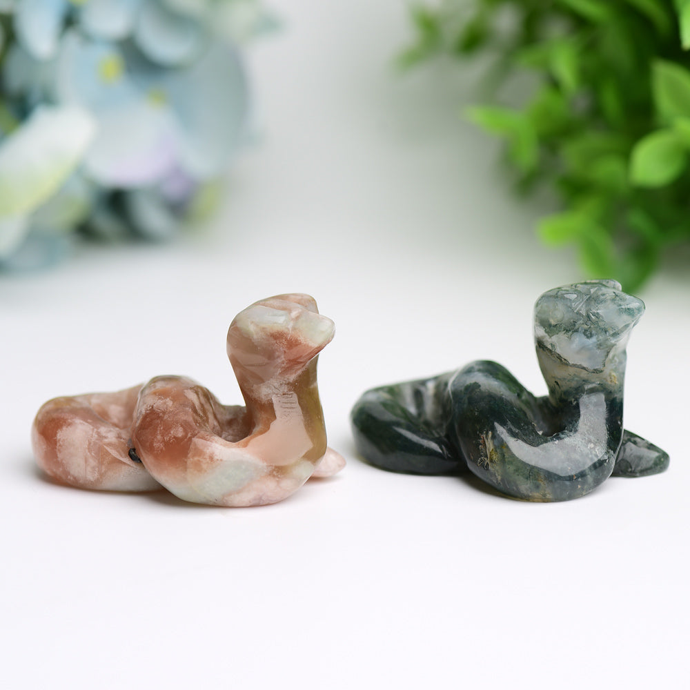2.2 inch Hand Carved Crystal Snake Figurine for Healing