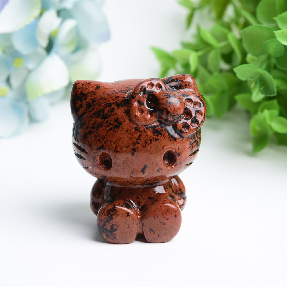 2.2 inch Mahogany Crystal Cat Figurine for Healing