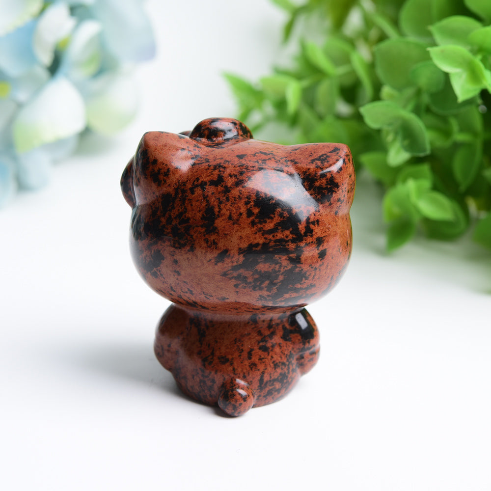 2.2 inch Mahogany Crystal Cat Figurine for Healing