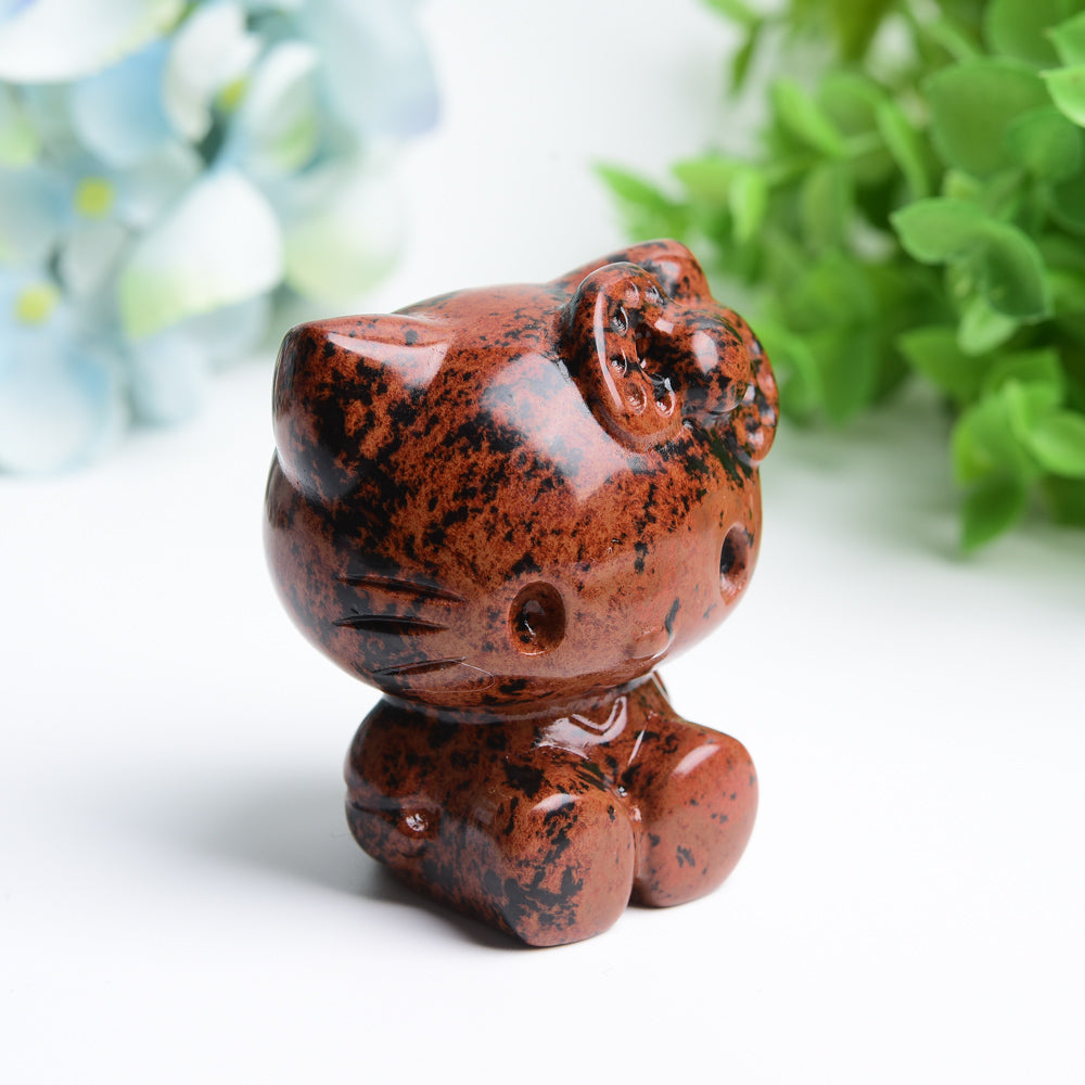 2.2 inch Mahogany Crystal Cat Figurine for Healing