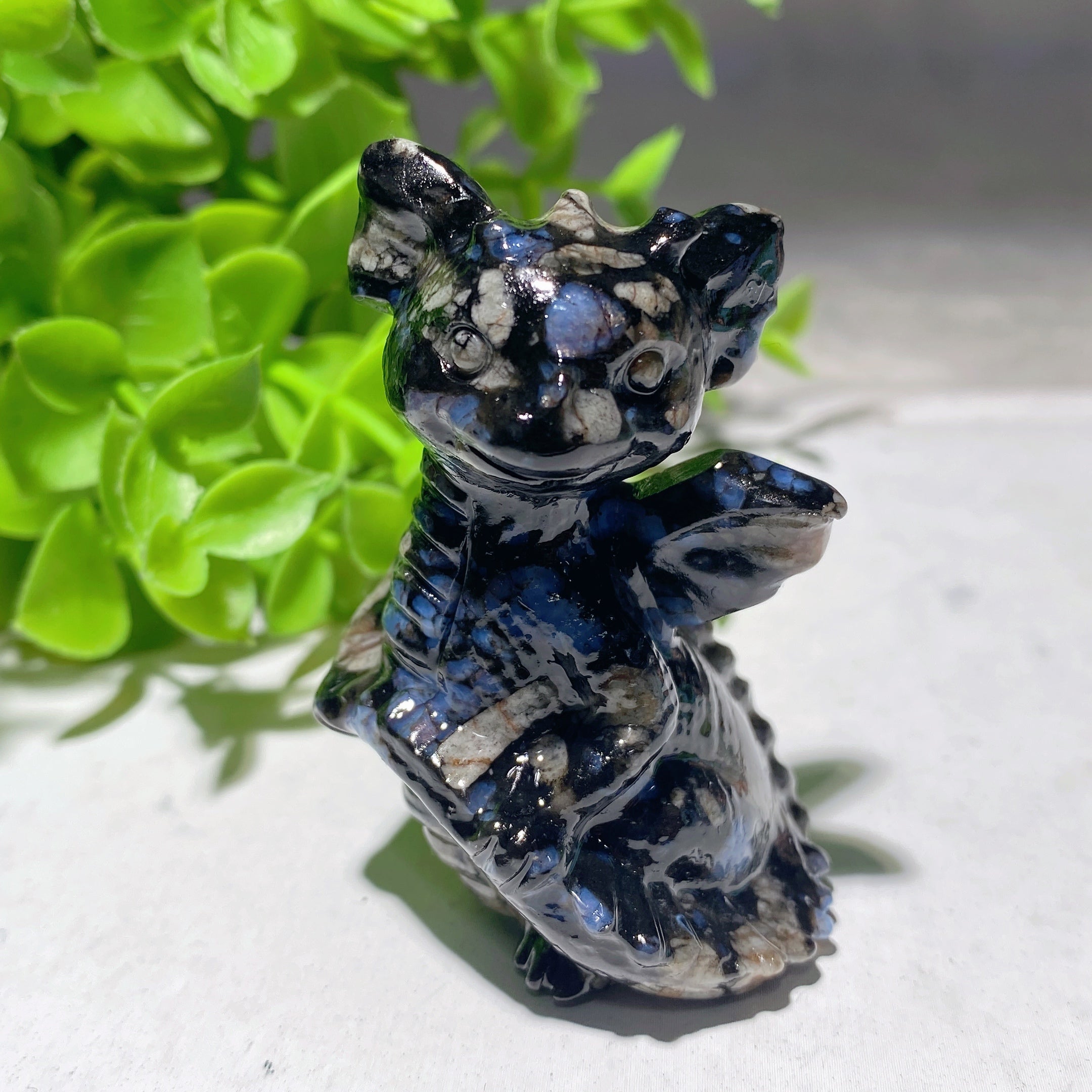 2.2-inch Mixed Crystal Dragon Carving for Healing