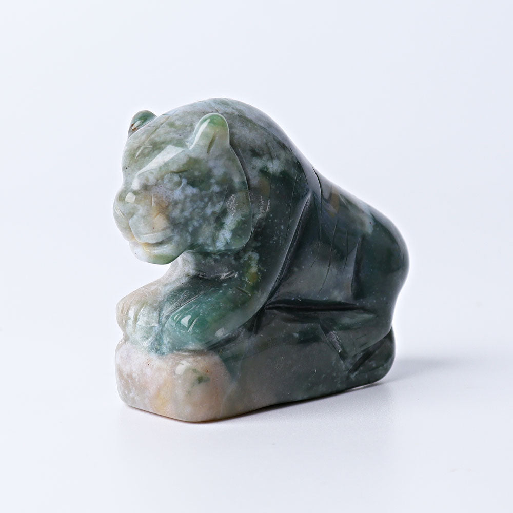 2.2 inch Moss Agate Tiger Crystal Carving Figurine