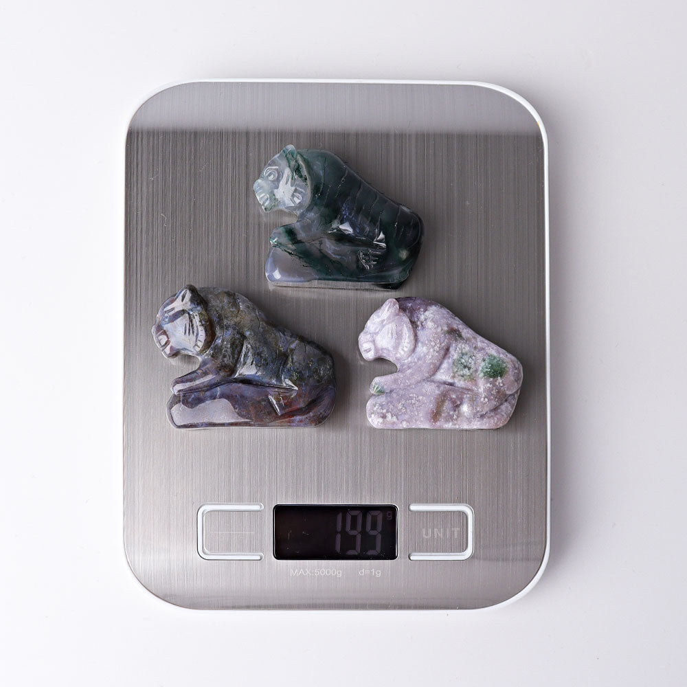 2.2 inch Moss Agate Tiger Crystal Carving Figurine