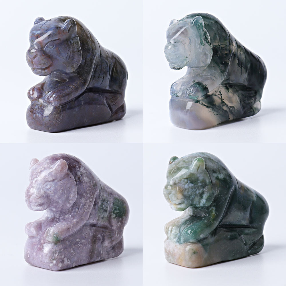 2.2 inch Moss Agate Tiger Crystal Carving Figurine