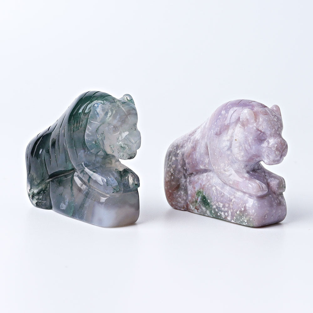 2.2 inch Moss Agate Tiger Crystal Carving Figurine