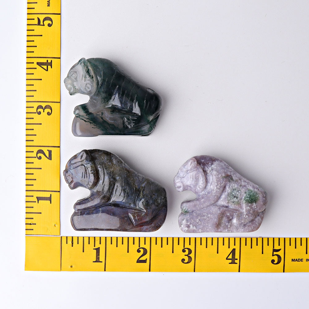 2.2 inch Moss Agate Tiger Crystal Carving Figurine