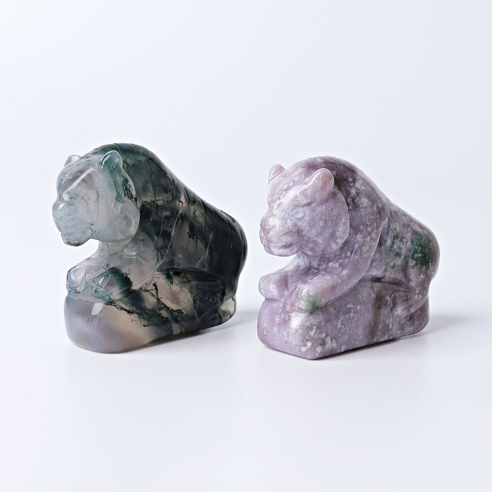 2.2 inch Moss Agate Tiger Crystal Carving Figurine