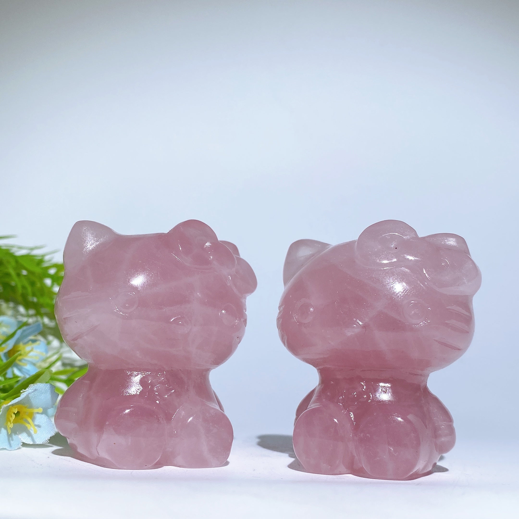 2.2 inch Rose Quartz Crystal Cat Figurine | Healing Sounds 2.2 inch Rose Quartz Crystal Cat Figurine | Healing Sounds
