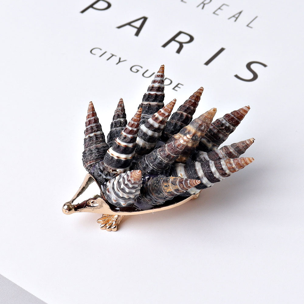2.2-inch Shell Hedgehog Figurine Spiritual Animal Carving