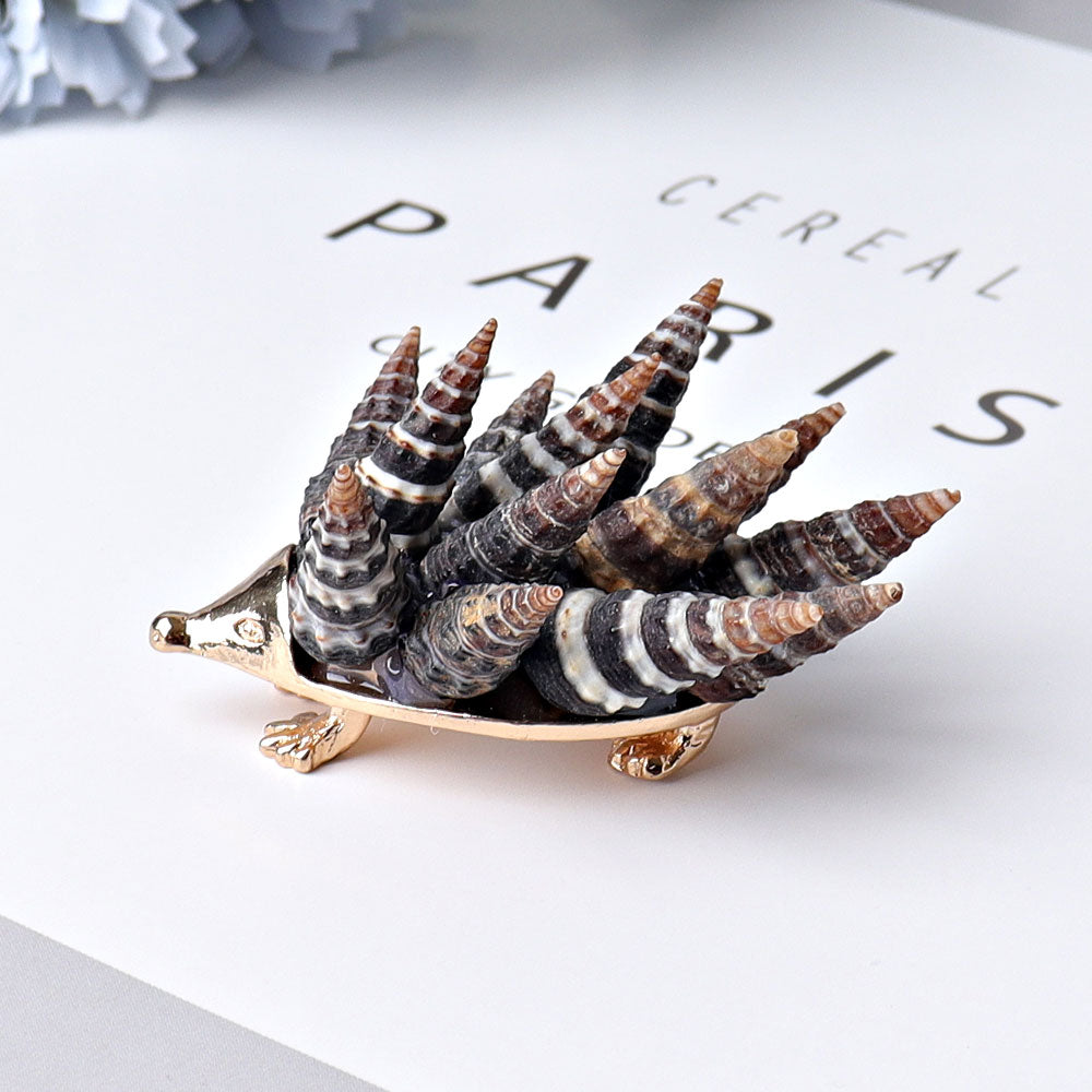 2.2-inch Shell Hedgehog Figurine Spiritual Animal Carving