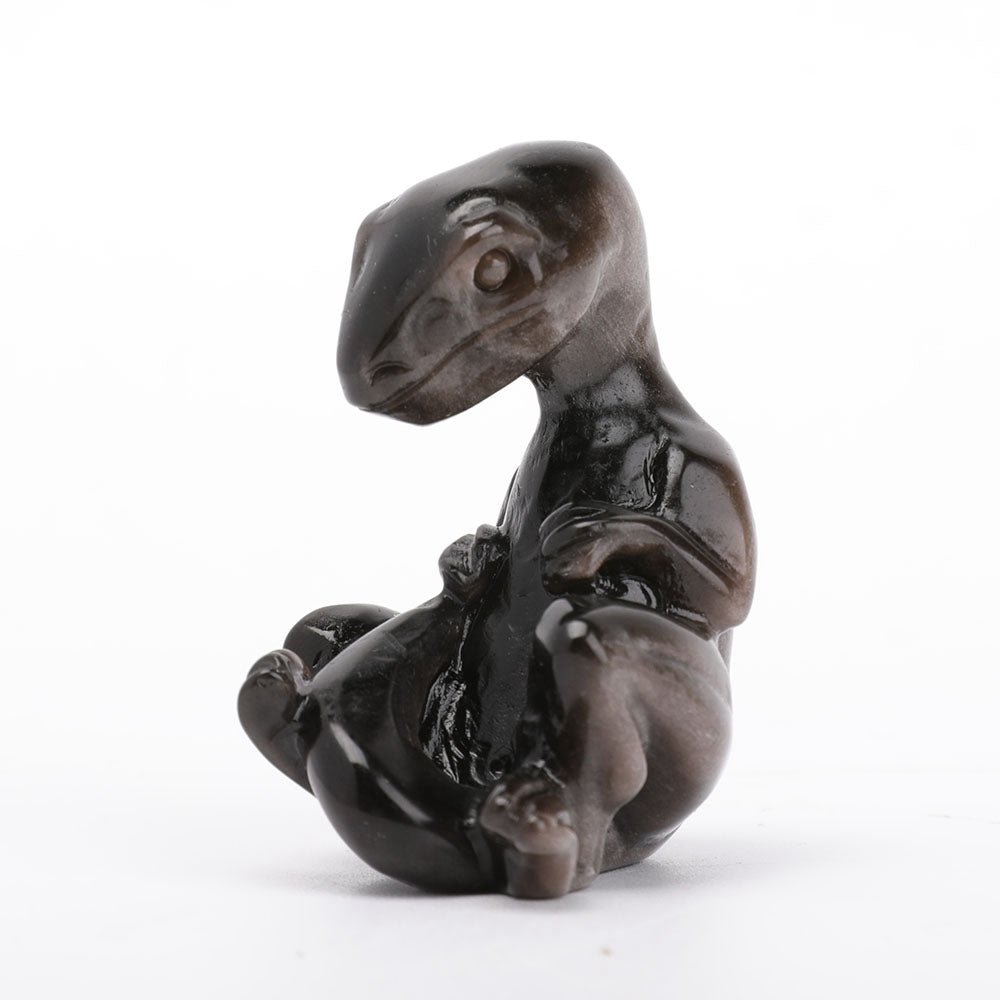 2.2-inch Silver Obsidian Lizard Crystal Figurine