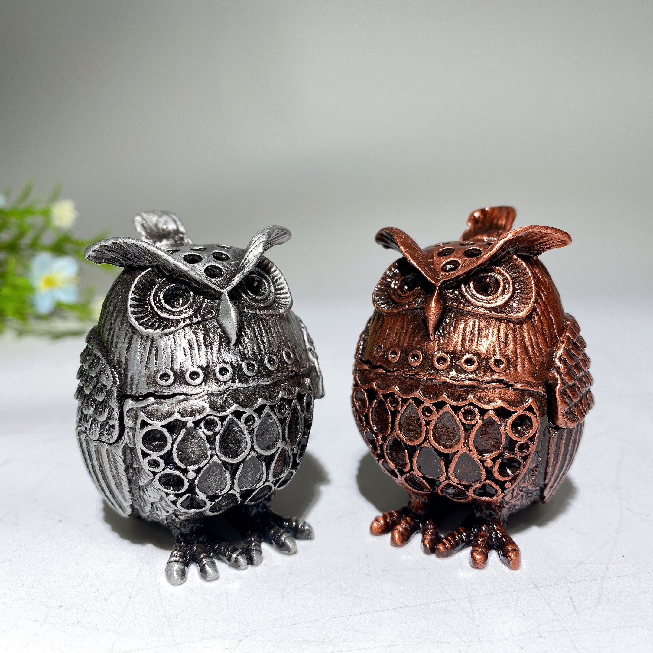 2.2 inch Silver Owl Shape Animal Figurine Stand