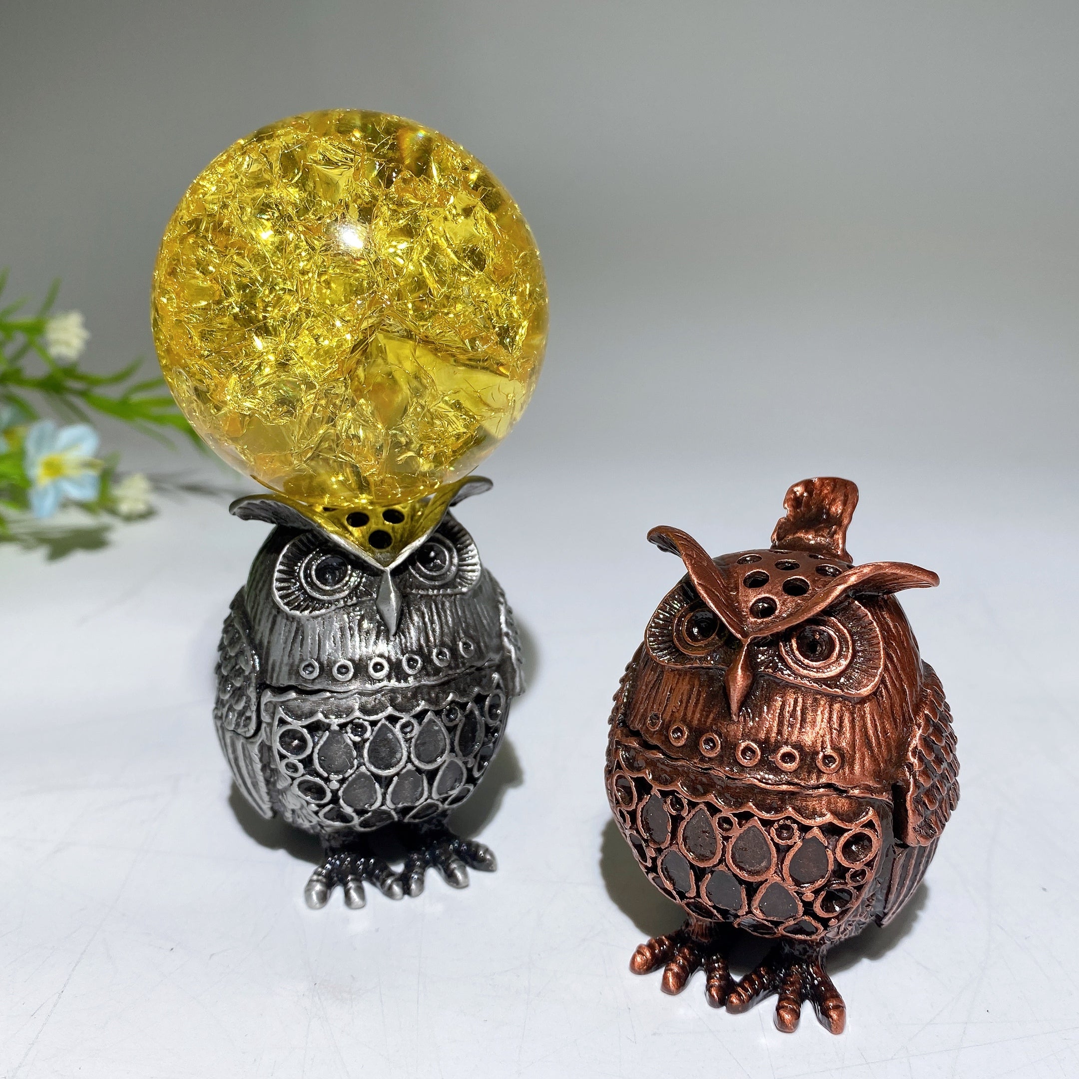 2.2 inch Silver Owl Shape Animal Figurine Stand