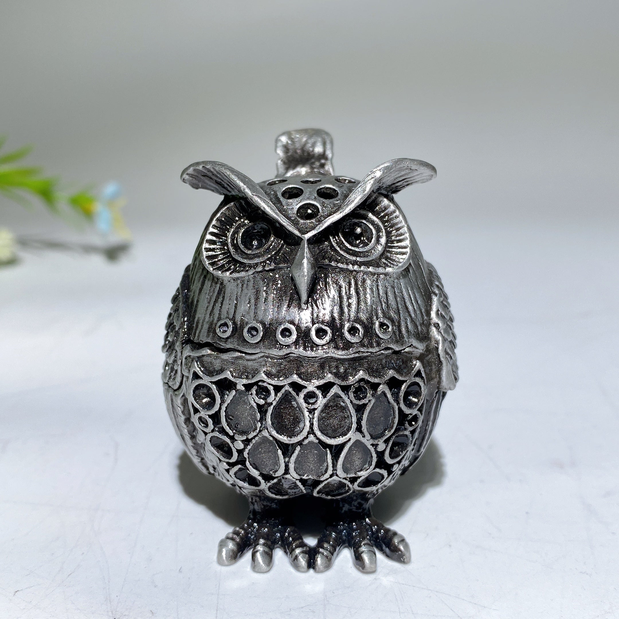 2.2 inch Silver Owl Shape Animal Figurine Stand