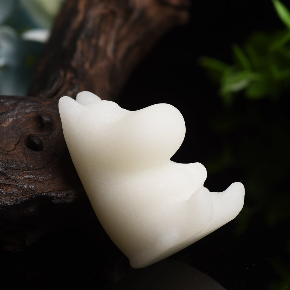 2.2 inch White Jade Hippo Crystal Animal Carving