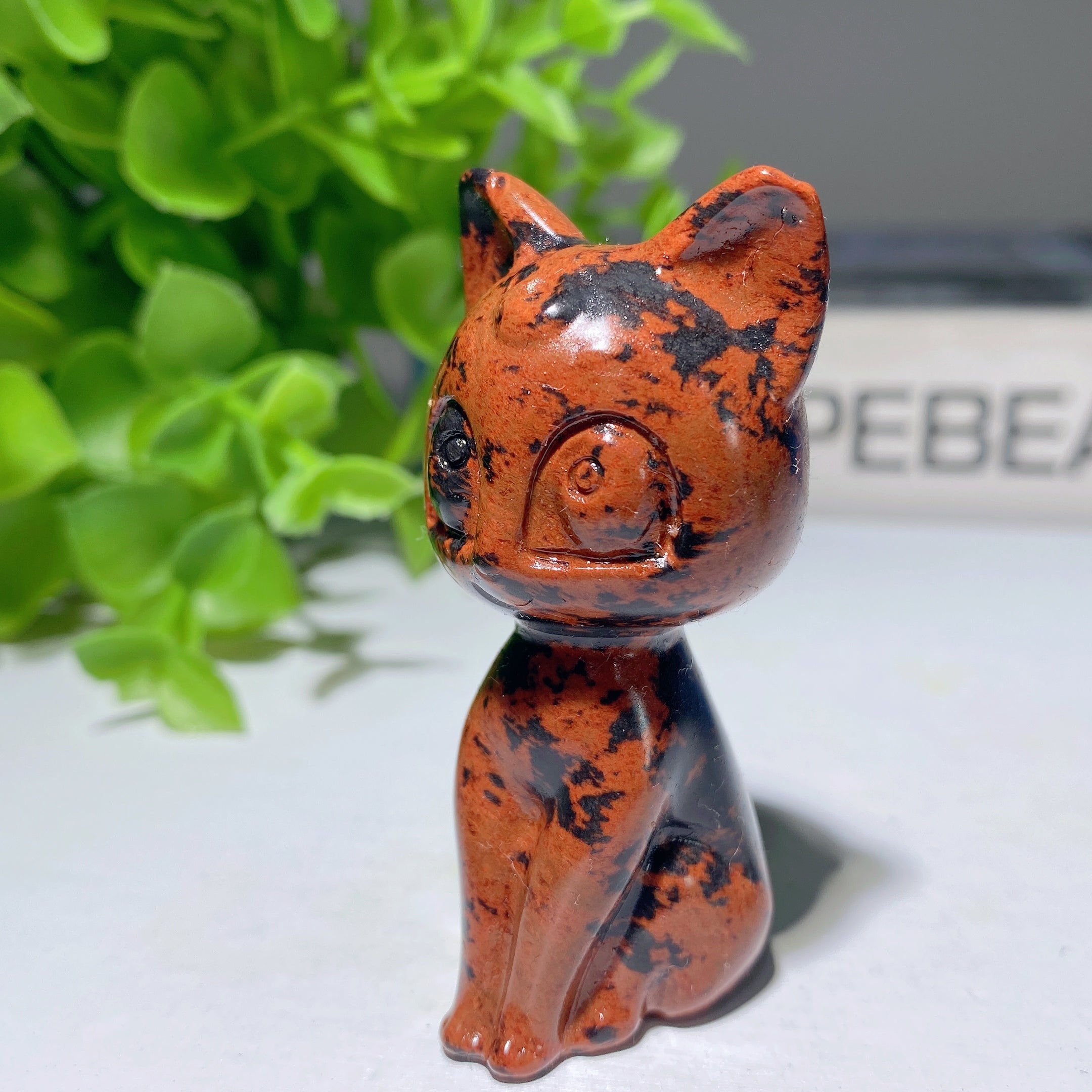 2.2" Mixed Crystal Cat Carvings Figurine Healing Energy