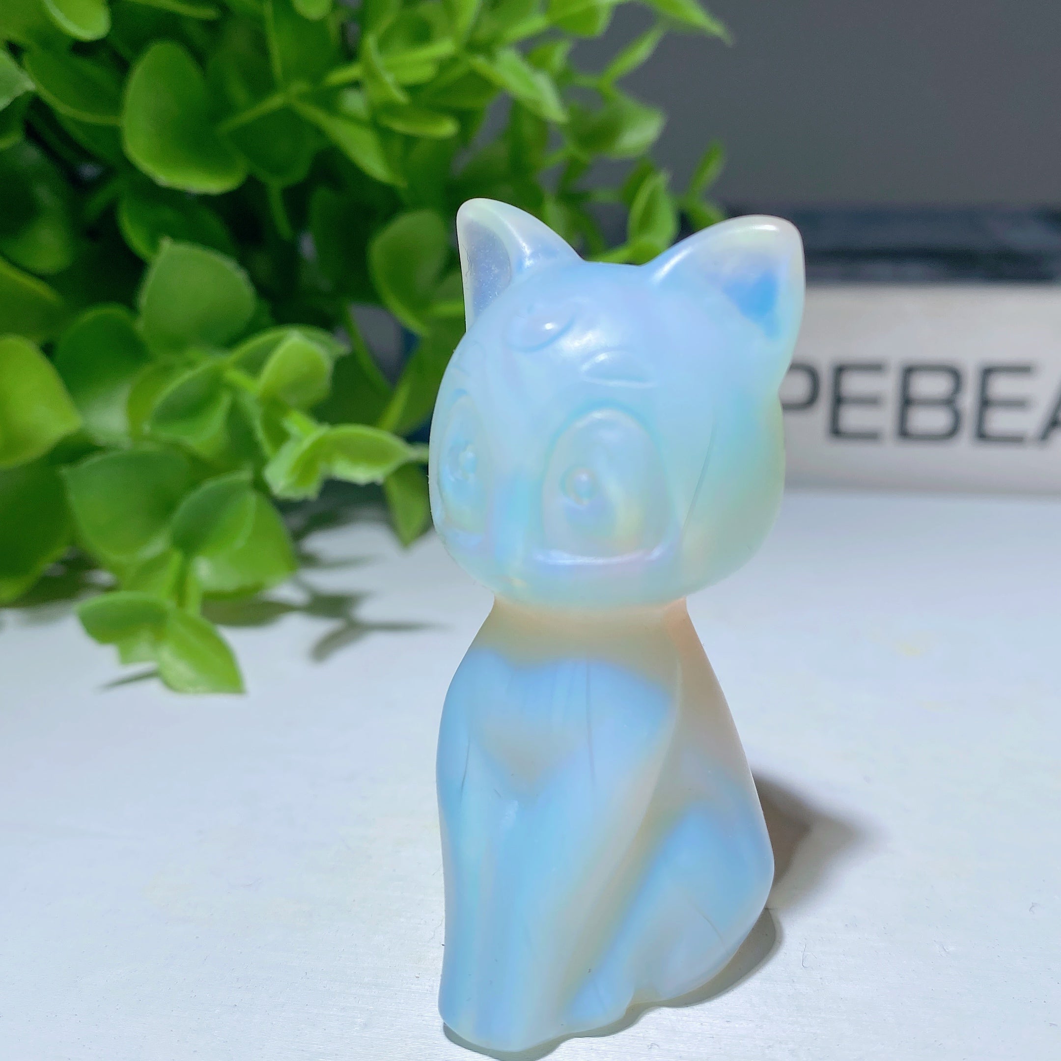 2.2" Mixed Crystal Cat Carvings Figurine Healing Energy