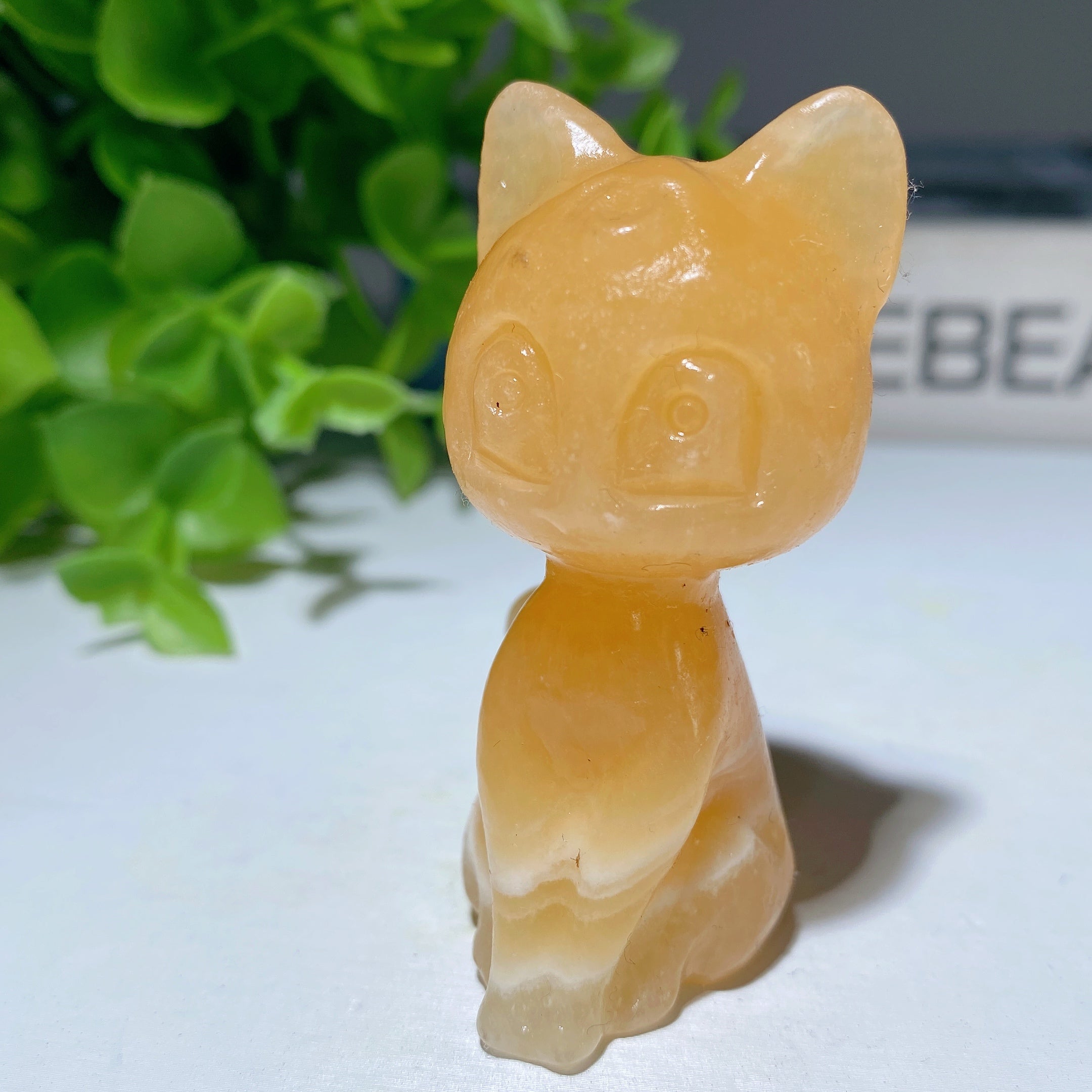 2.2" Mixed Crystal Cat Carvings Figurine Healing Energy