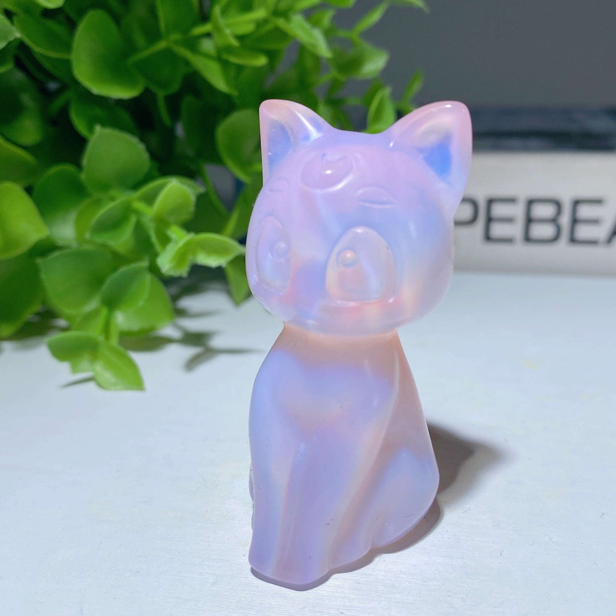 2.2" Mixed Crystal Cat Carvings Figurine Healing Energy