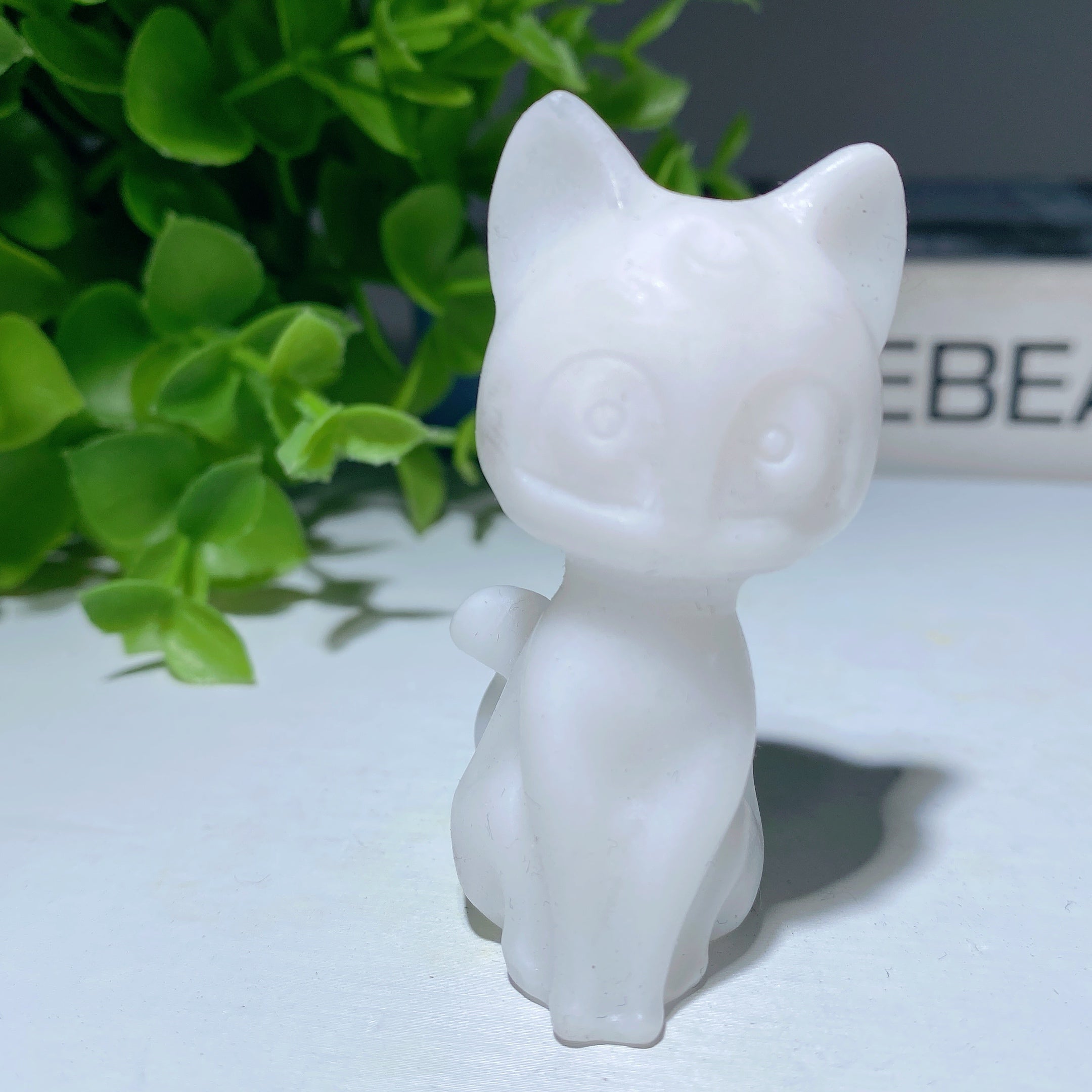 2.2" Mixed Crystal Cat Carvings Figurine Healing Energy