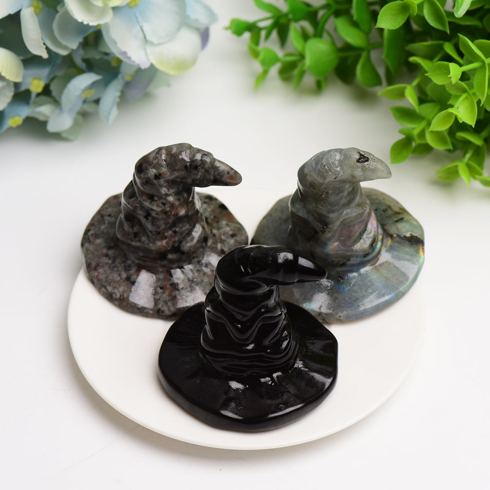 2.2" Mixed Crystal Wizard Hat Figurine for Healing