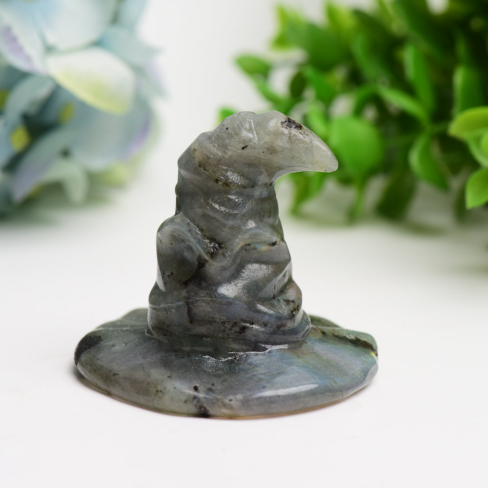 2.2" Mixed Crystal Wizard Hat Figurine for Healing