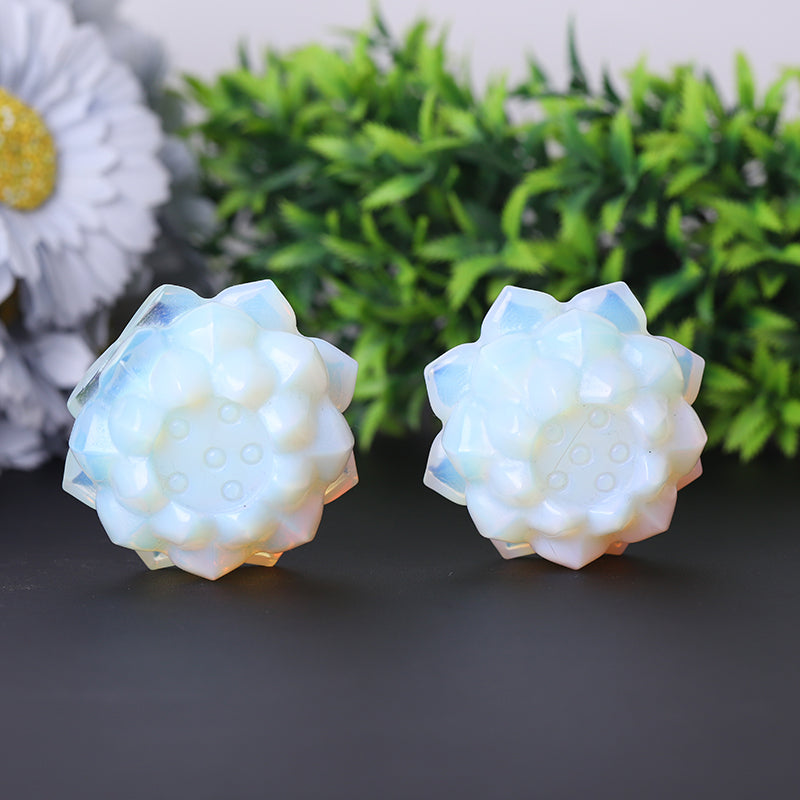 2.2" Opalite Lotus Flower Crystal Figurine Carving