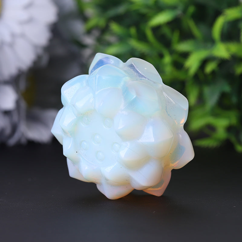 2.2" Opalite Lotus Flower Crystal Figurine Carving