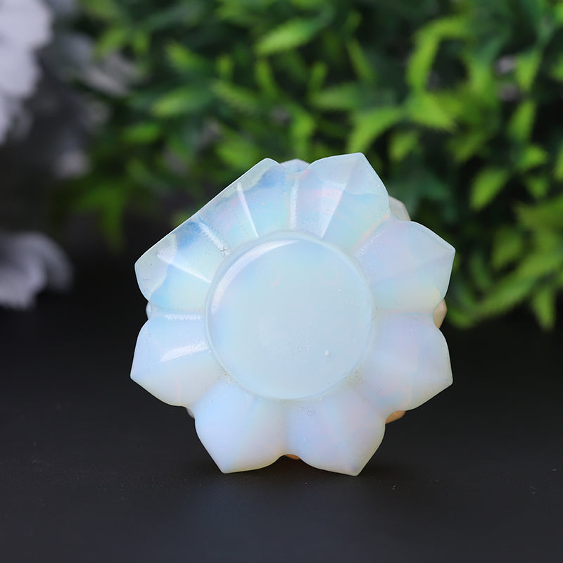2.2" Opalite Lotus Flower Crystal Figurine Carving