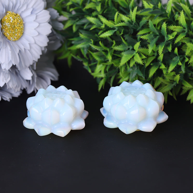 2.2" Opalite Lotus Flower Crystal Figurine Carving