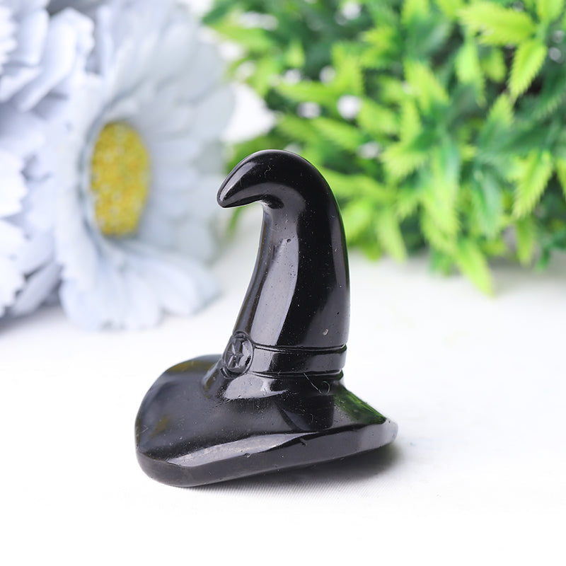 2.25" Black Obsidian Witch's Hat Crystal Figurine