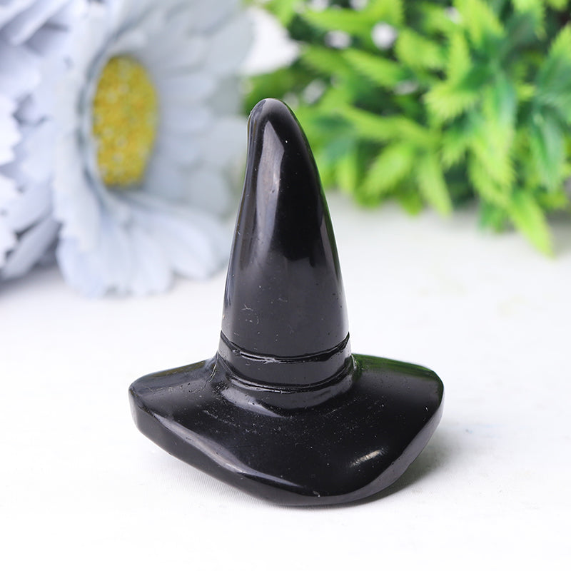 2.25" Black Obsidian Witch's Hat Crystal Figurine