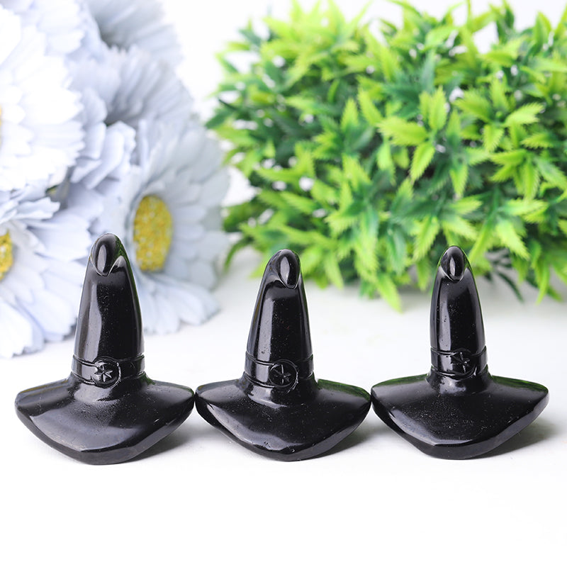 2.25" Black Obsidian Witch's Hat Crystal Figurine