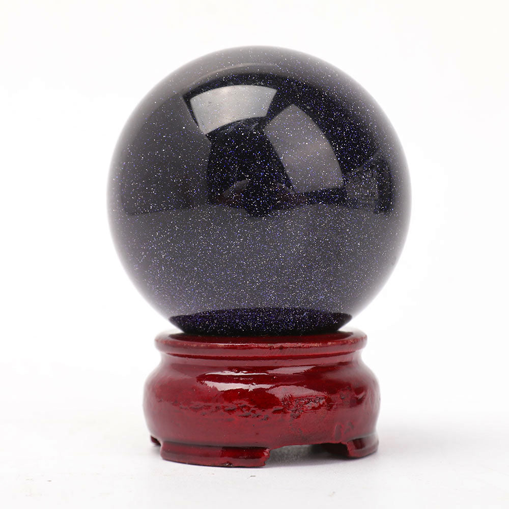 2.27-inch Blue Sandstone Crystal Sphere with Wooden Stand