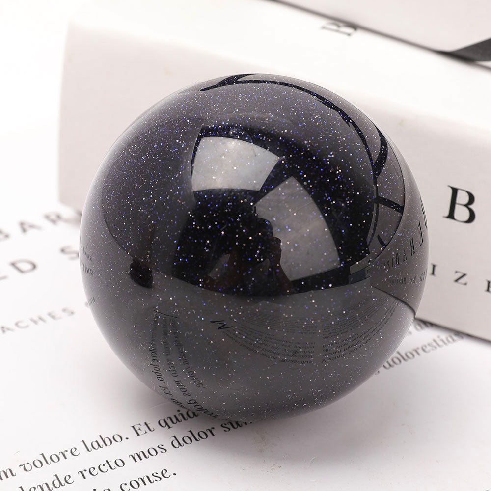 2.27-inch Blue Sandstone Crystal Sphere with Wooden Stand