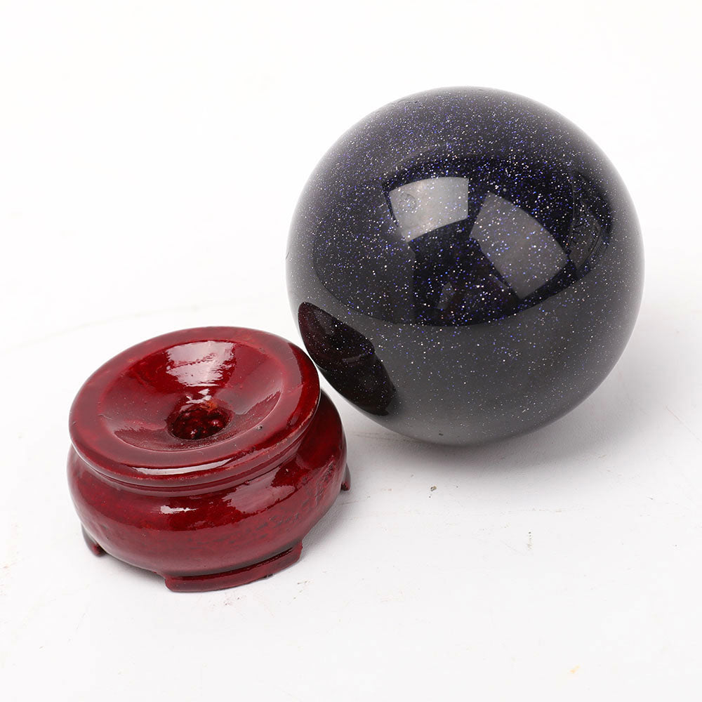2.27-inch Blue Sandstone Crystal Sphere with Wooden Stand