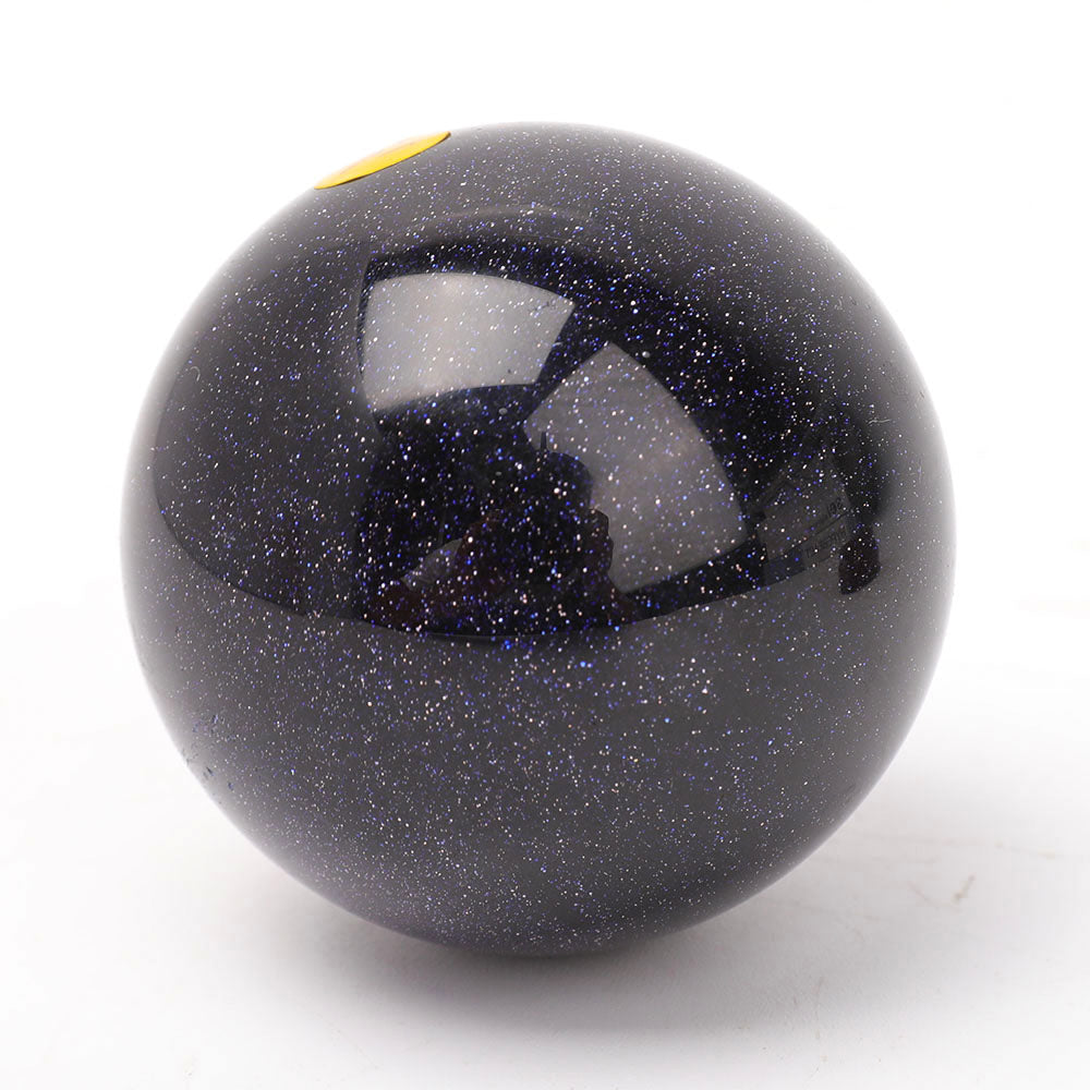 2.27-inch Blue Sandstone Crystal Sphere with Wooden Stand