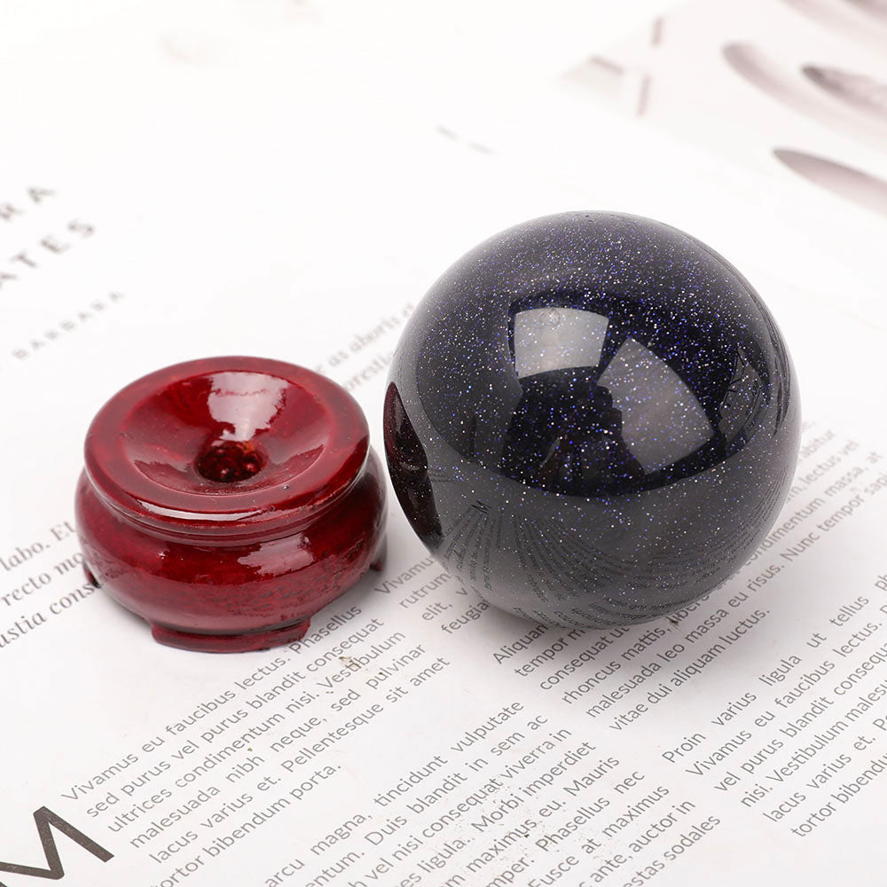 2.27-inch Blue Sandstone Crystal Sphere with Wooden Stand