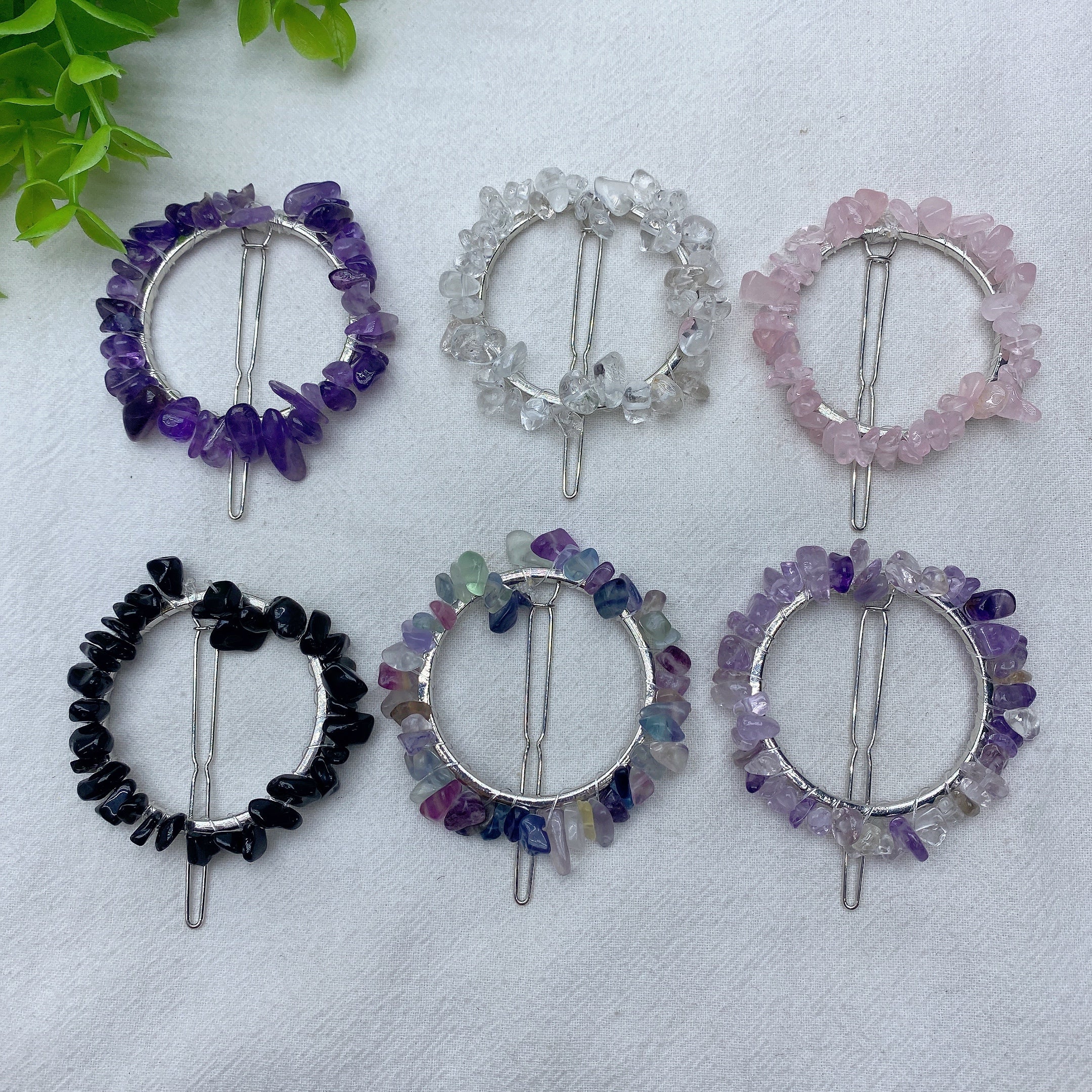 2.2in Mixed Crystal Chips Hairpin | Healing Ritual Accessory