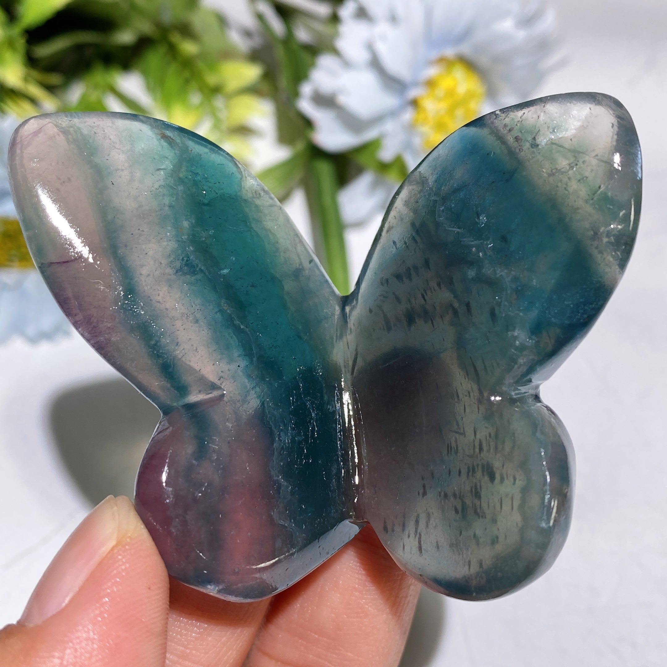 2.3-2.5" Hand Carved Crystal Butterfly Animal Figurine
