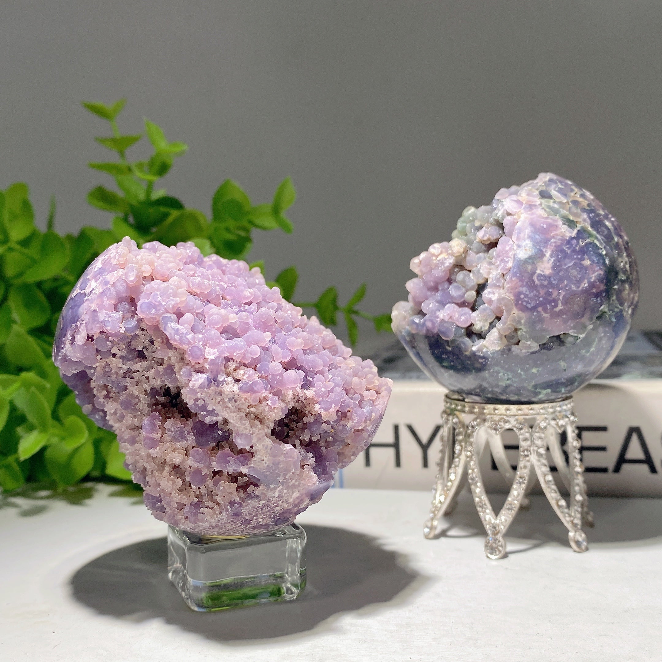 2.3-2.5 inch Grape Agate Sphere for Chakra Healing