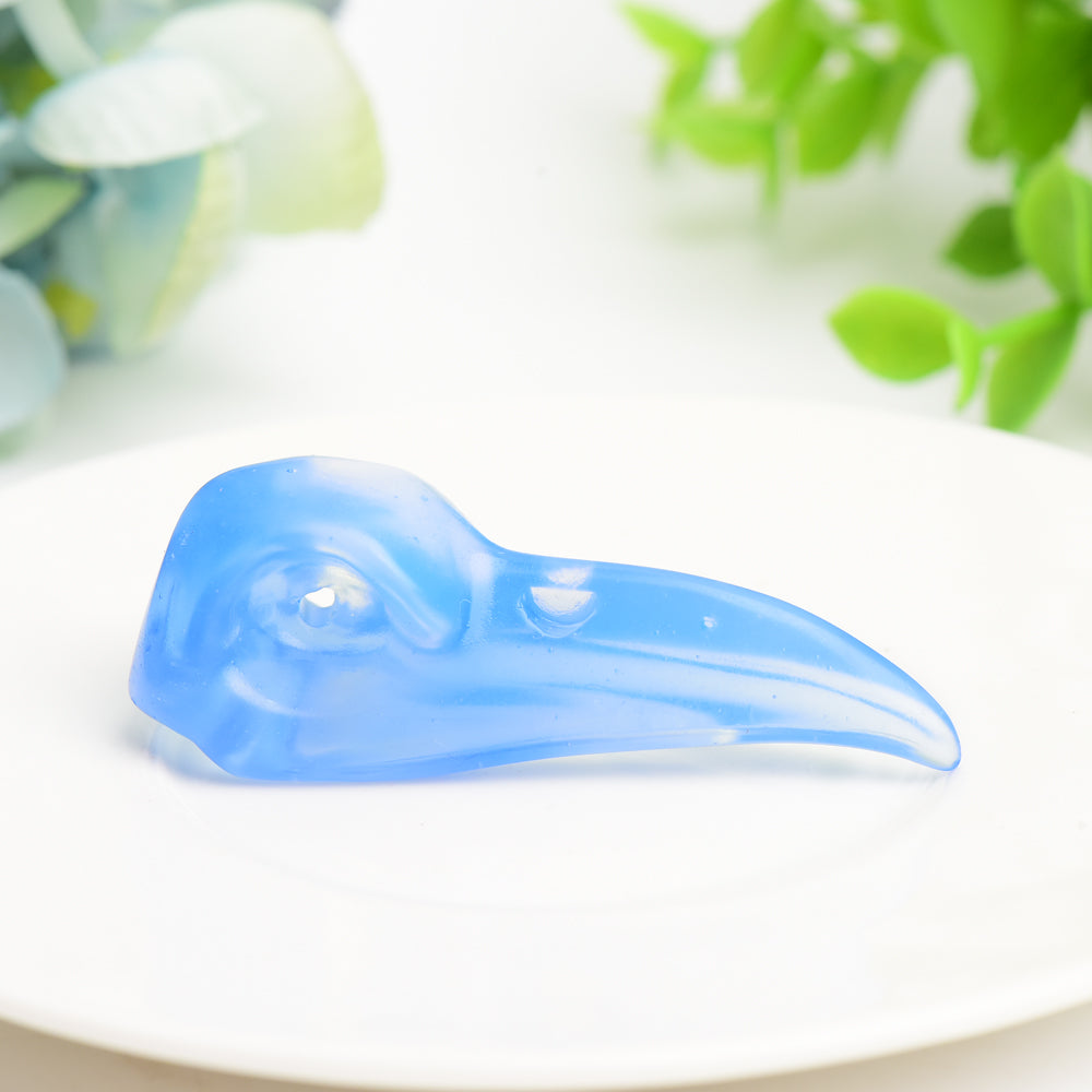 2.3-2.5in Mixed Crystal Raven Skull Carving Figurine