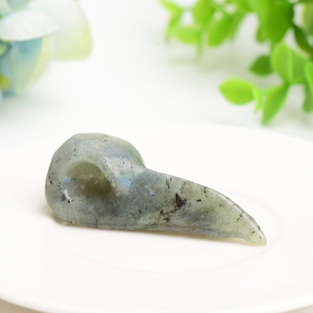 2.3-2.5in Mixed Crystal Raven Skull Carving Figurine