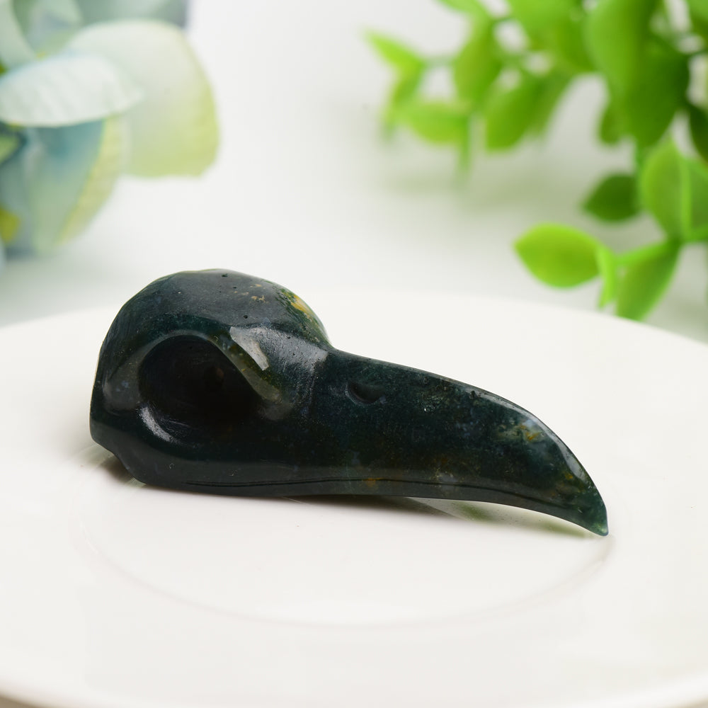 2.3-2.5in Mixed Crystal Raven Skull Carving Figurine