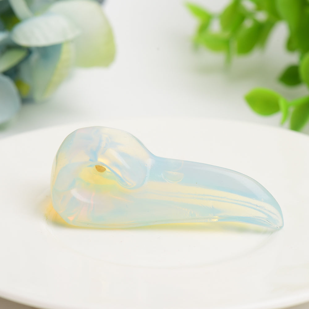 2.3-2.5in Mixed Crystal Raven Skull Carving Figurine