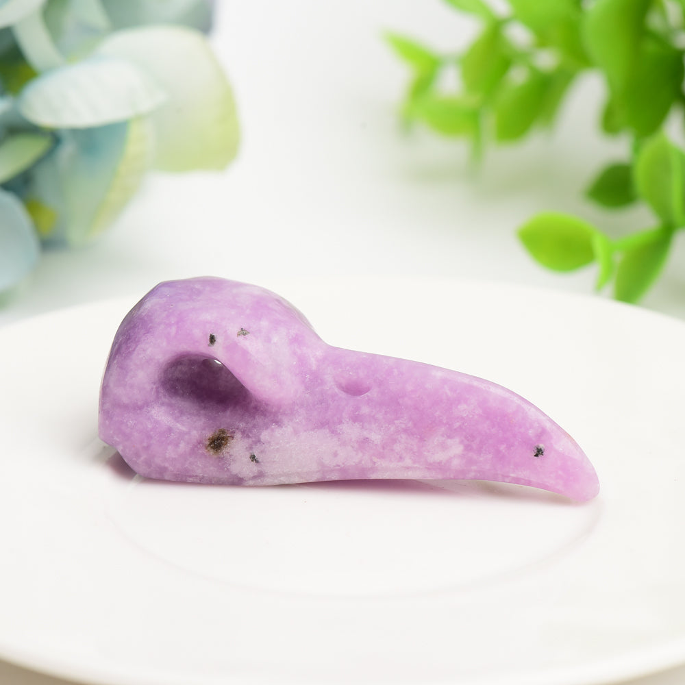 2.3-2.5in Mixed Crystal Raven Skull Carving Figurine