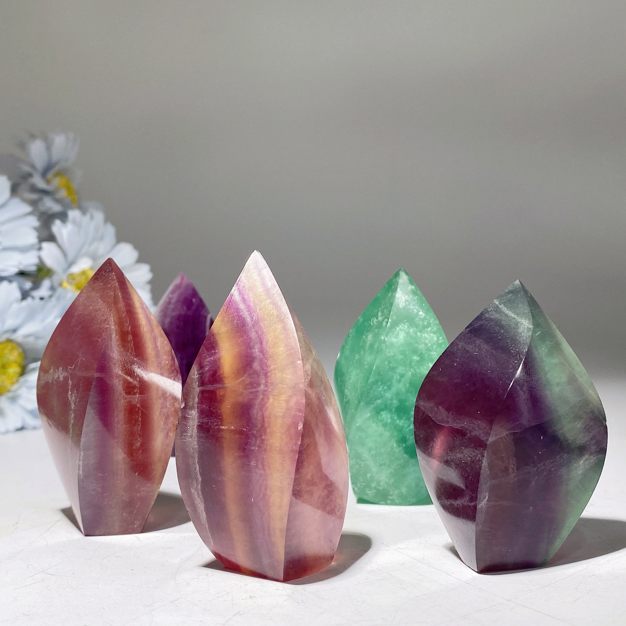 2.3-2.8 Inch Fluorite Flame Free Form Crystal Specimen