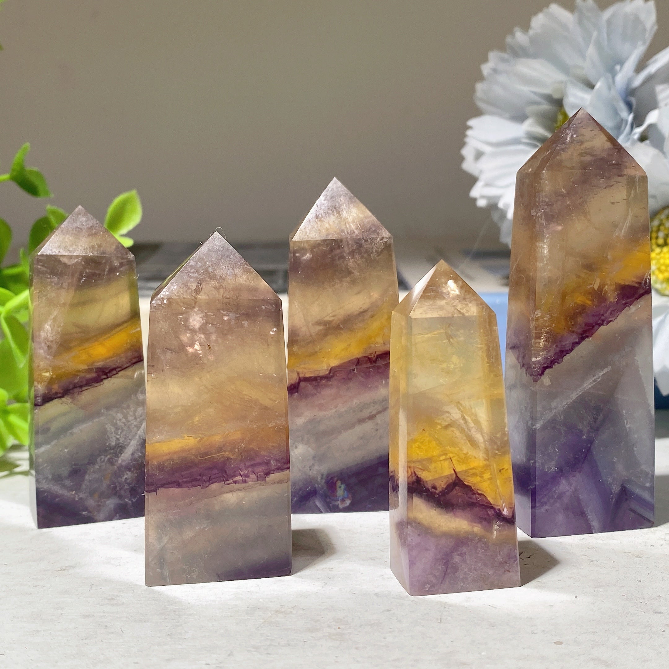 2.3-3.3 inch Yellow Fluorite Crystal Points for Healing
