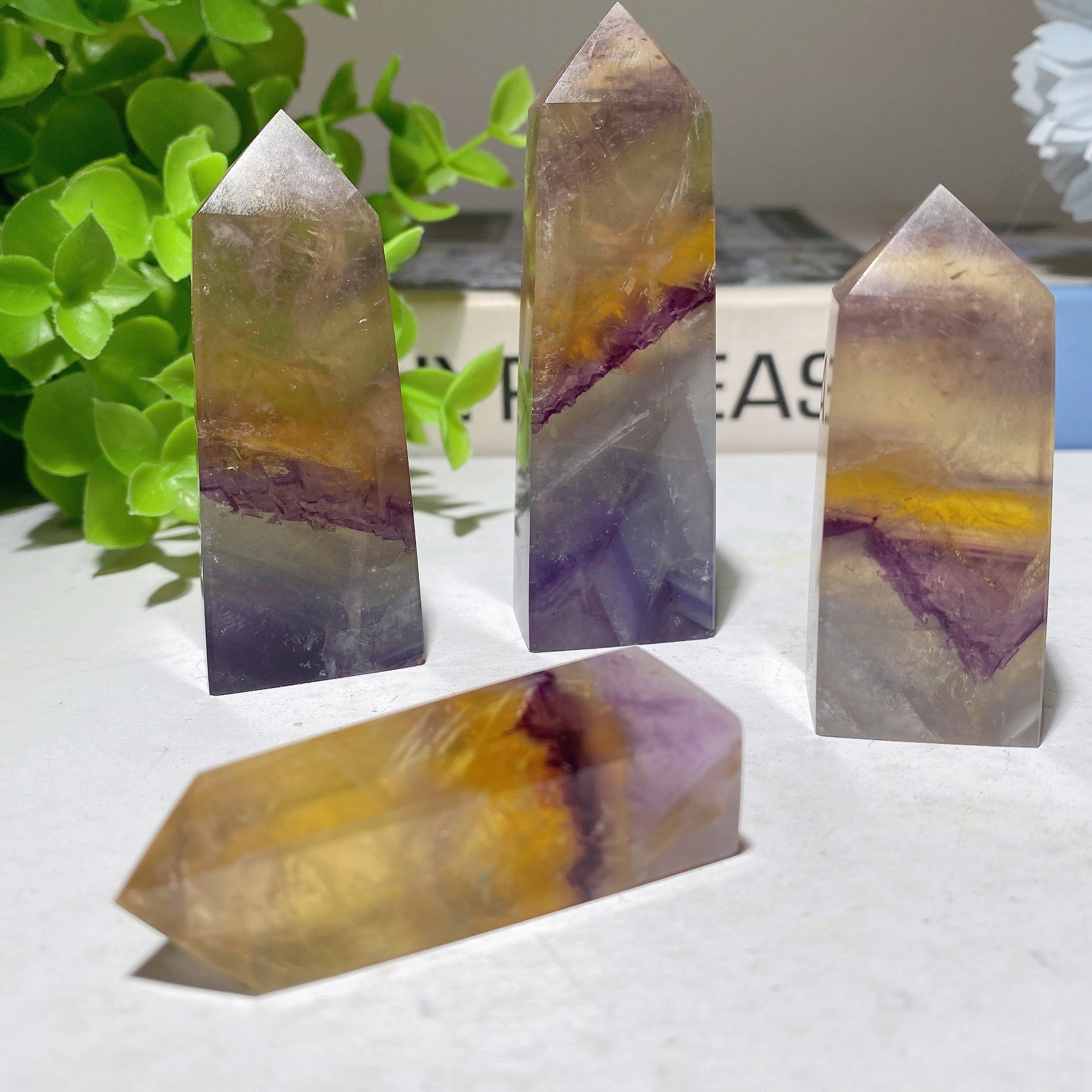 2.3-3.3 inch Yellow Fluorite Crystal Points for Healing
